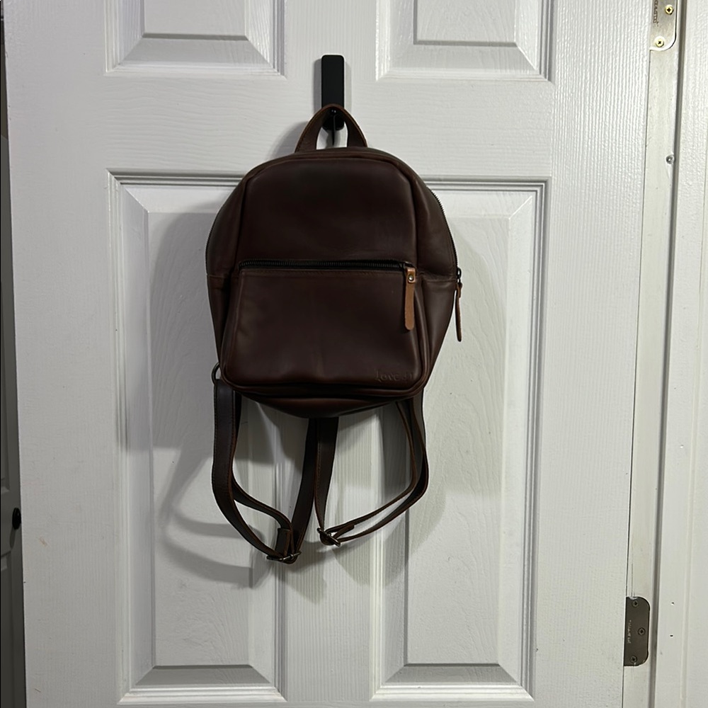 Never used love 41 Brown Leather Backpack
